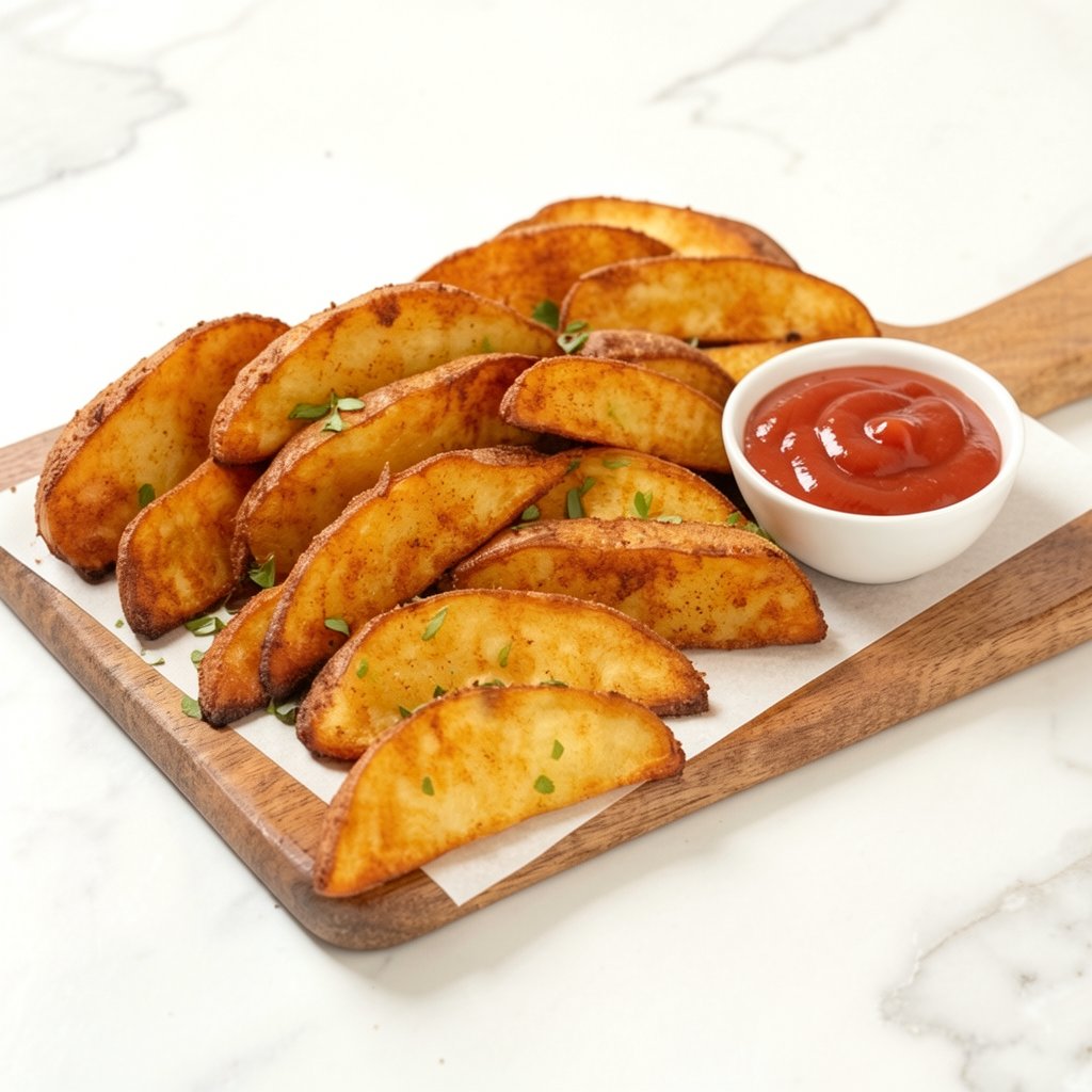 Crispy Baked Potato Wedges with Smoky Chipotle Ketchup