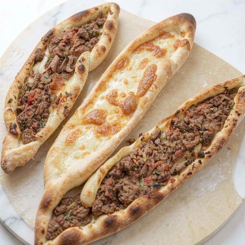 Turkish Pide (Meat and Cheese)