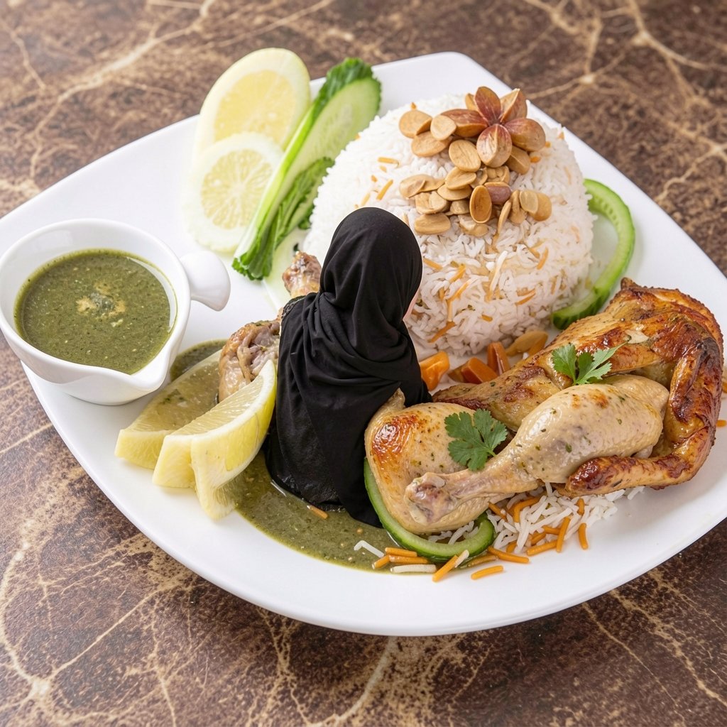 Molokhia with Chicken and Vermicelli Rice