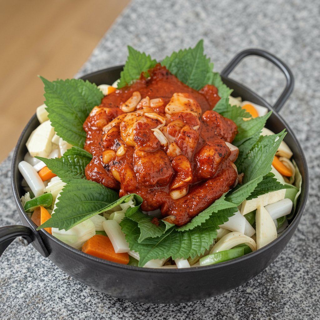 Spicy Grilled Chicken & Vegetables (Dakgalbi)