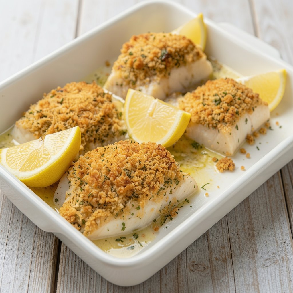 Baked Cod with Garlic and Herb Ritz Crumbs