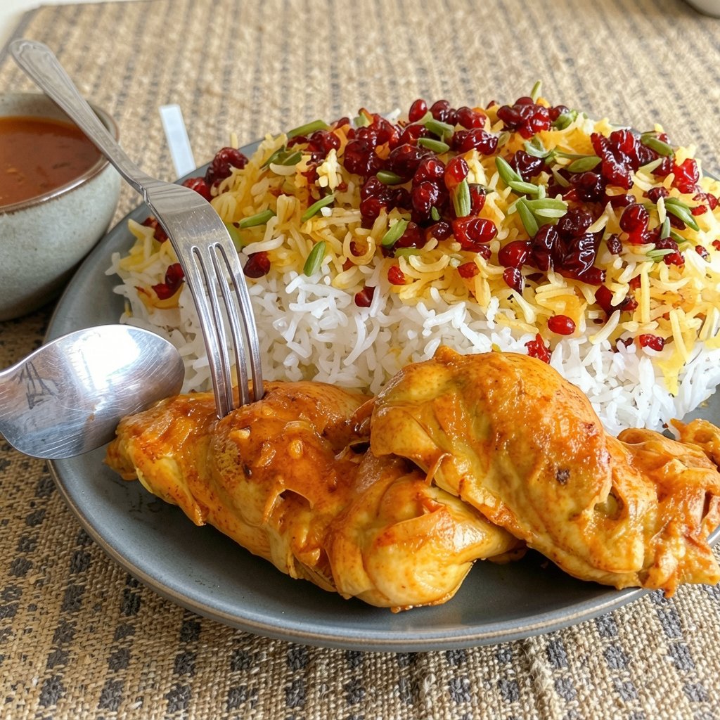 Zereshk Polo Morgh (Barberry Rice with Chicken)