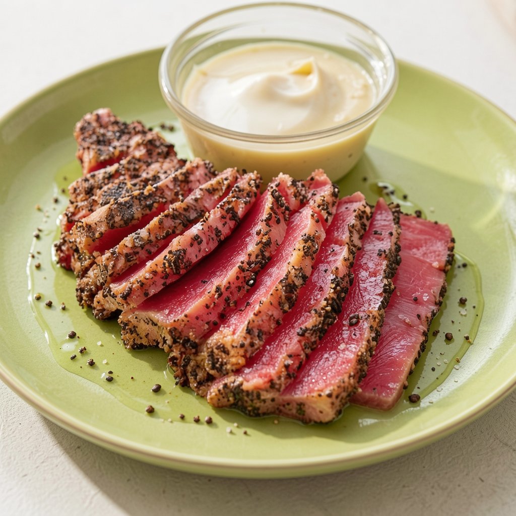 Seared Salt and Pepper Ahi Tuna with Wasabi Vinaigrette