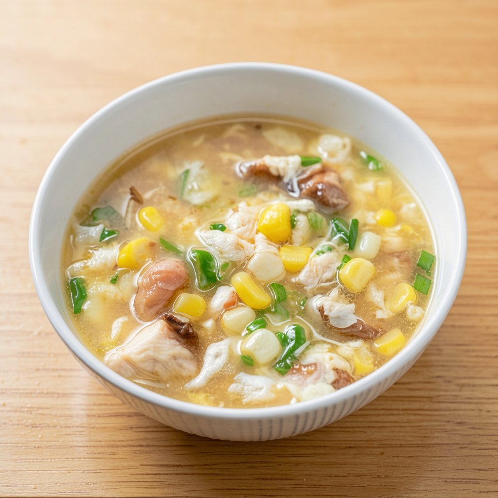 Quick Egg Drop Soup with Chicken and Corn