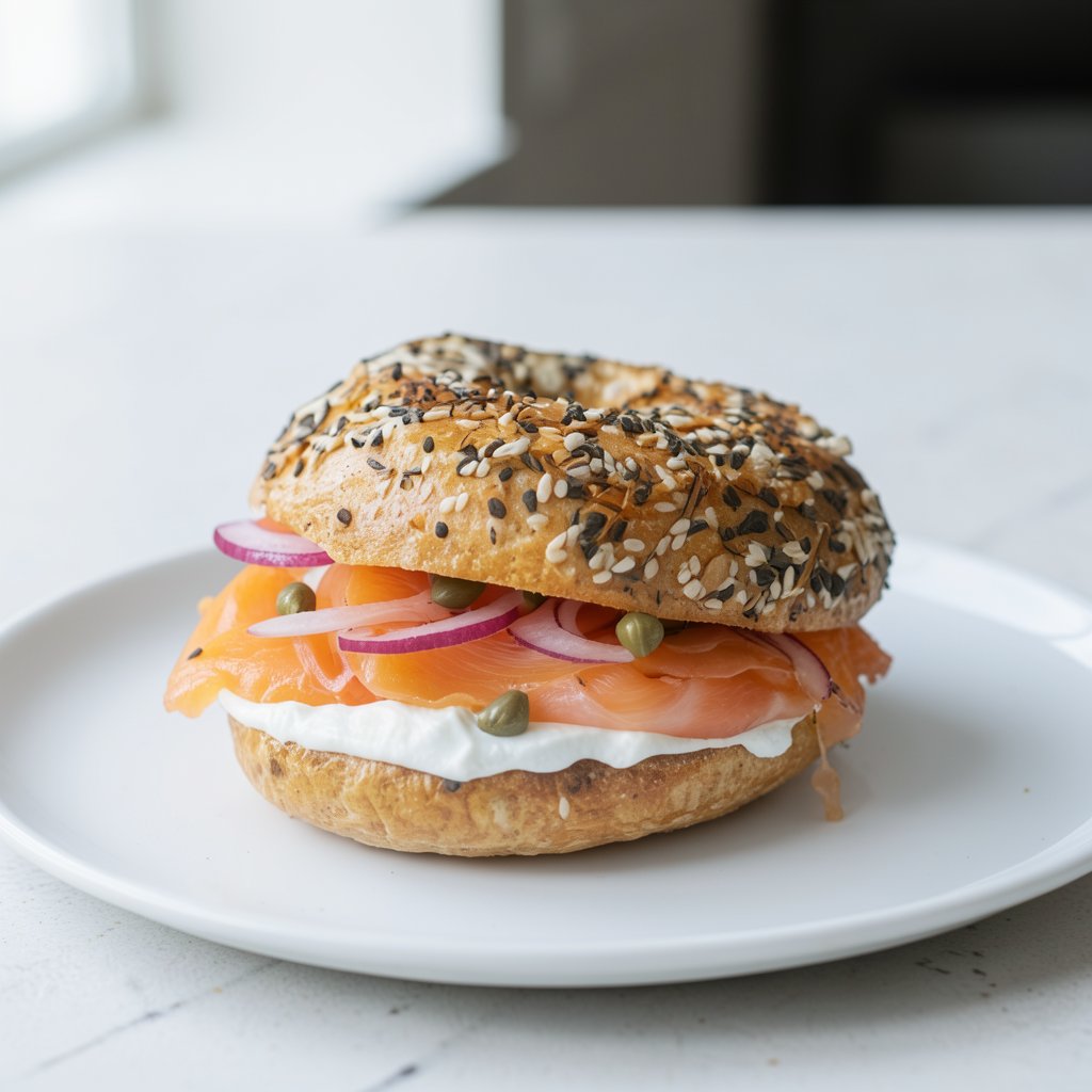 New York Style Everything Bagels with Lox