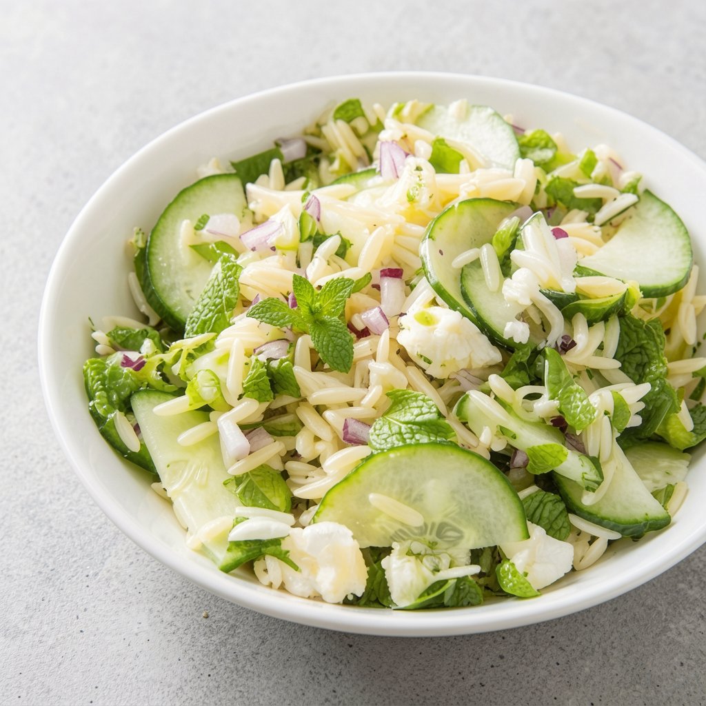 Orzo Salad with Cucumber, Red Onion, and Mint
