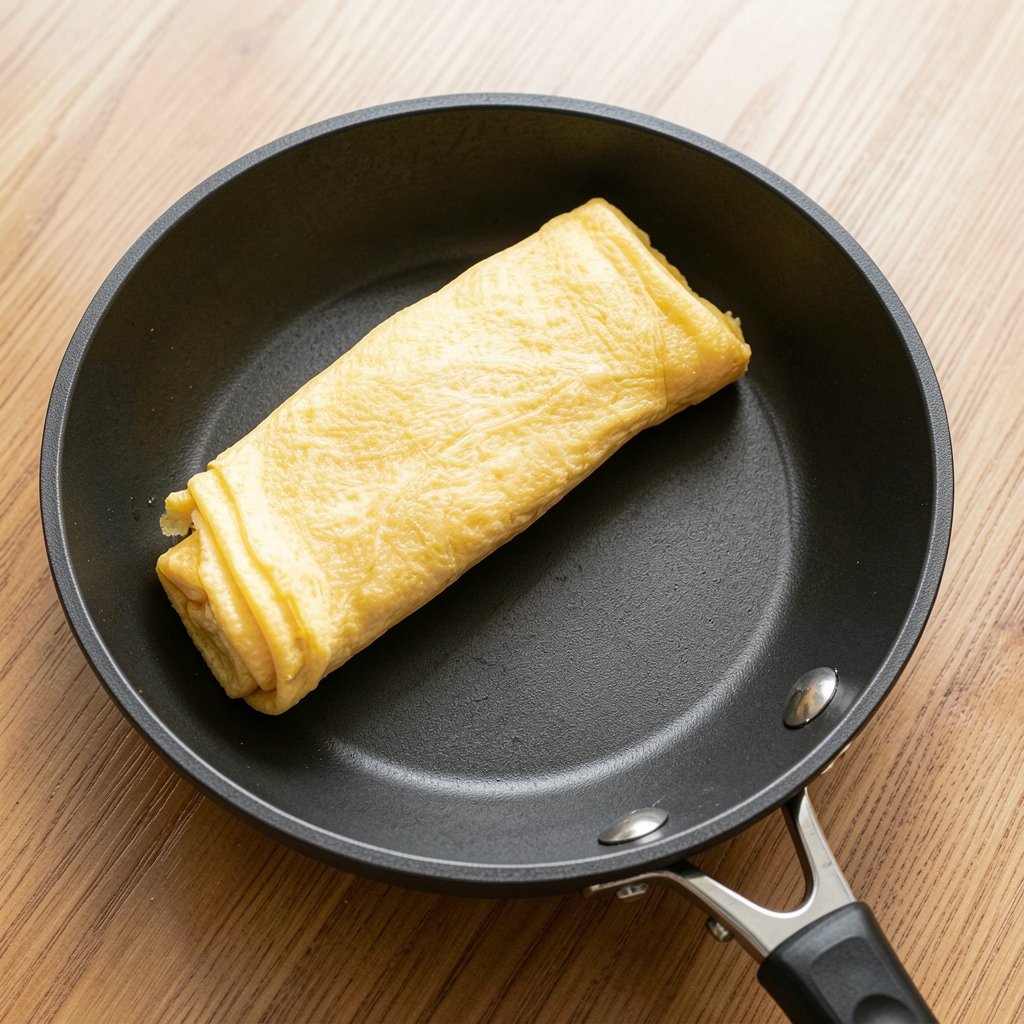 Japanese Omelette (Tamagoyaki) Using a Round Pan