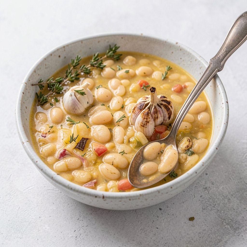 Tuscan White Bean Soup with Roasted Garlic
