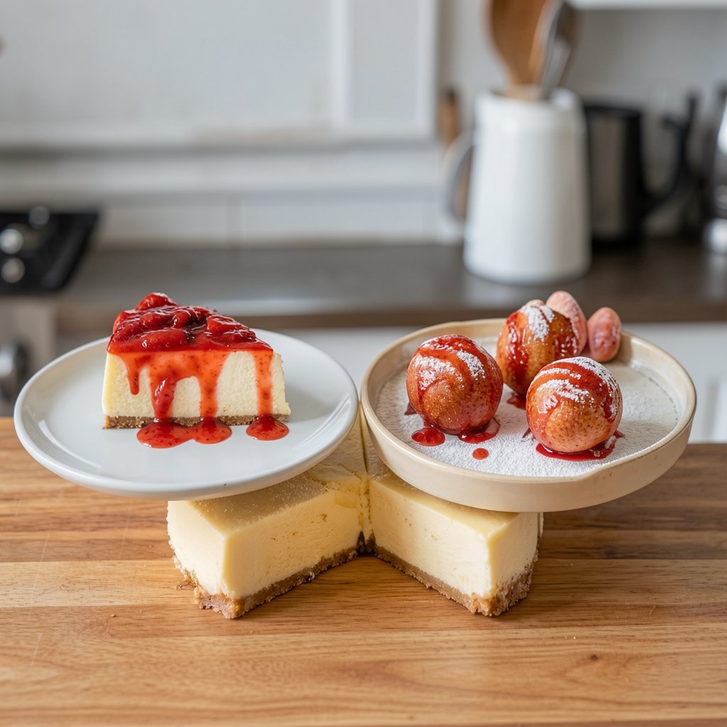 New York Cheesecake with Strawberry Compote
