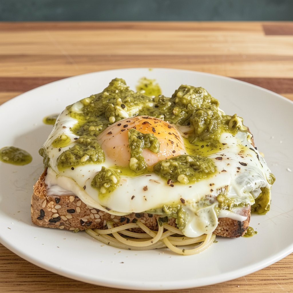 Pesto Eggs and Spaghetti Aglio e Olio